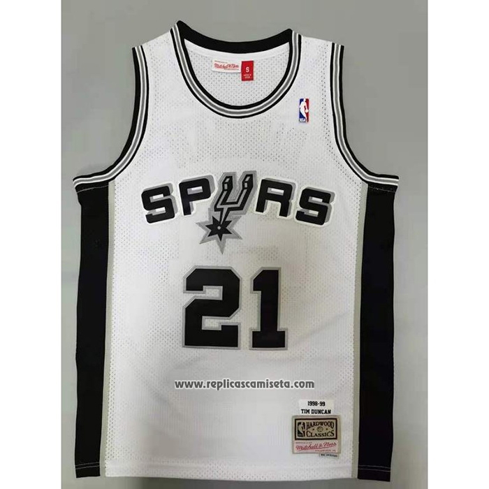 Camiseta San Antonio Spurs Tim Duncan #21 Mitchell & Ness 1998-99 Blanco
